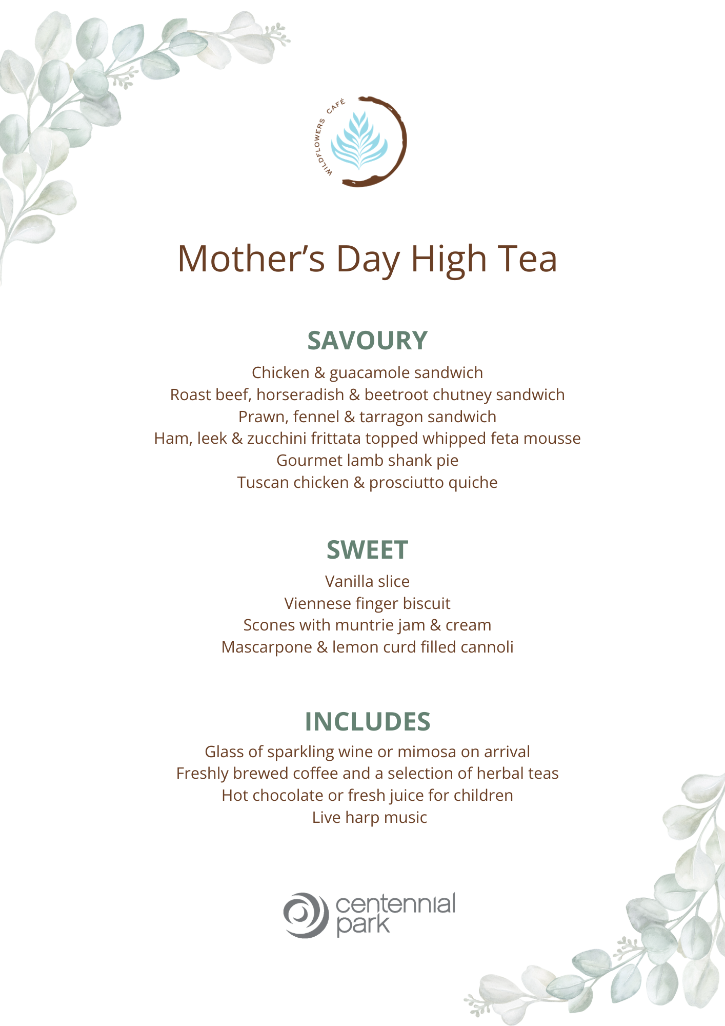 Mother’s Day High Tea at Wildflowers Café